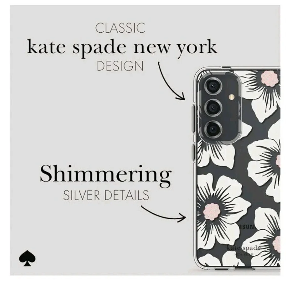 Kate Spade New York Samsung Galaxy S24 Antimicrobial Case Hollyhock Floral Clear